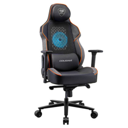 COUGAR NxSys Aero Gaming Chair with Integrated RGB Fan & Premium PVC Leather, Adjustable 3D Armrests, Elastomeric Mesh, Durable Steel Frame, 3" Wheels, 160kg Max Weight, Black-Orange | 3MARPORB.0001